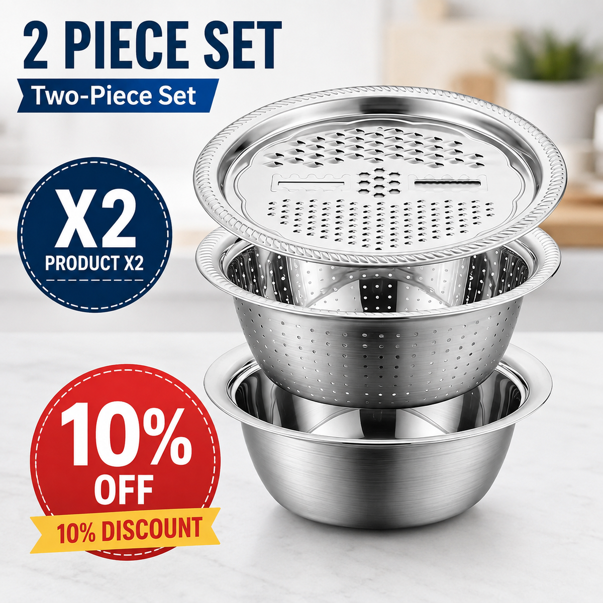 📢📢50% OFF !! ⏰🥬 Slice, Grate & Julienne in Minutes! Multi-Function Stainless Steel Vegetable Prep Bowl for Easy Cooking