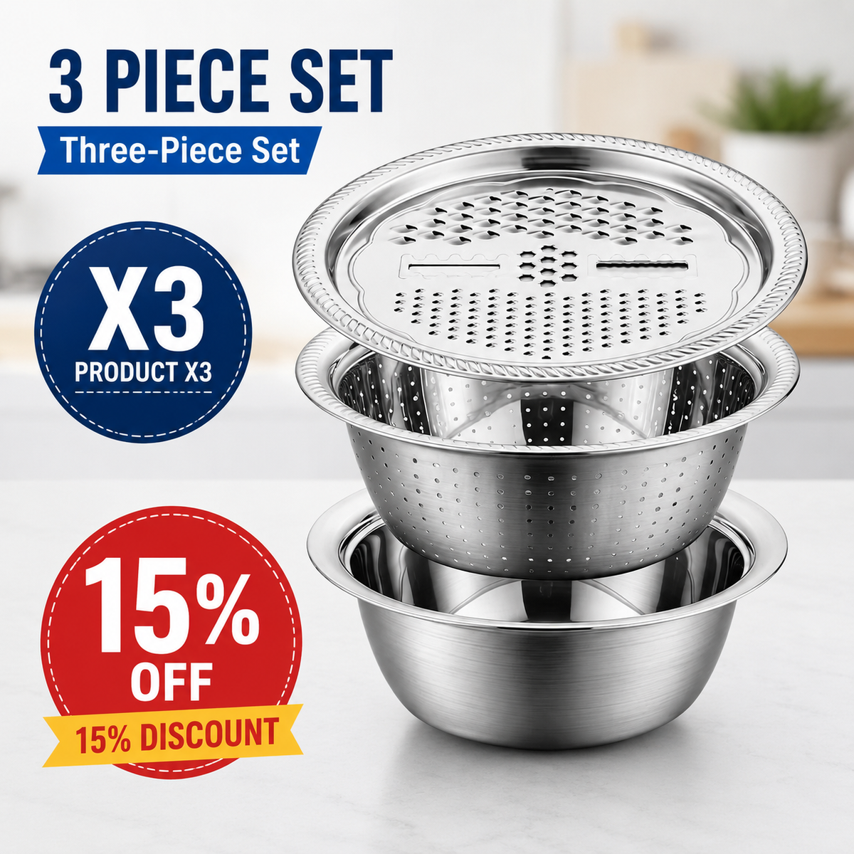 📢📢50% OFF !! ⏰🥬 Slice, Grate & Julienne in Minutes! Multi-Function Stainless Steel Vegetable Prep Bowl for Easy Cooking